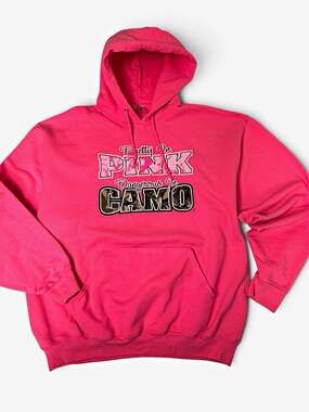 Pretty In Pink Dangerous In Camo Hoodie Womens XL Hot Pink Jerzees Sweatshirt